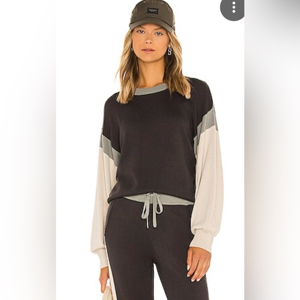 -Monrow Color-Blocked Relaxed Sweater. 455